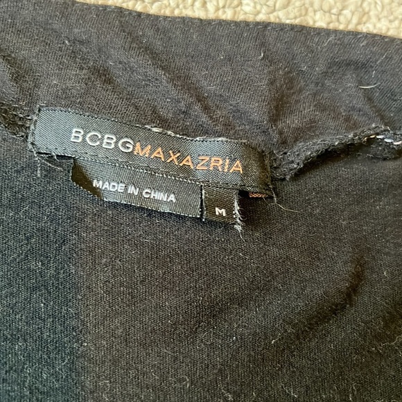 BCBGmaxazria black/white embroidered fitted short sleeve long top - Picture 5 of 11